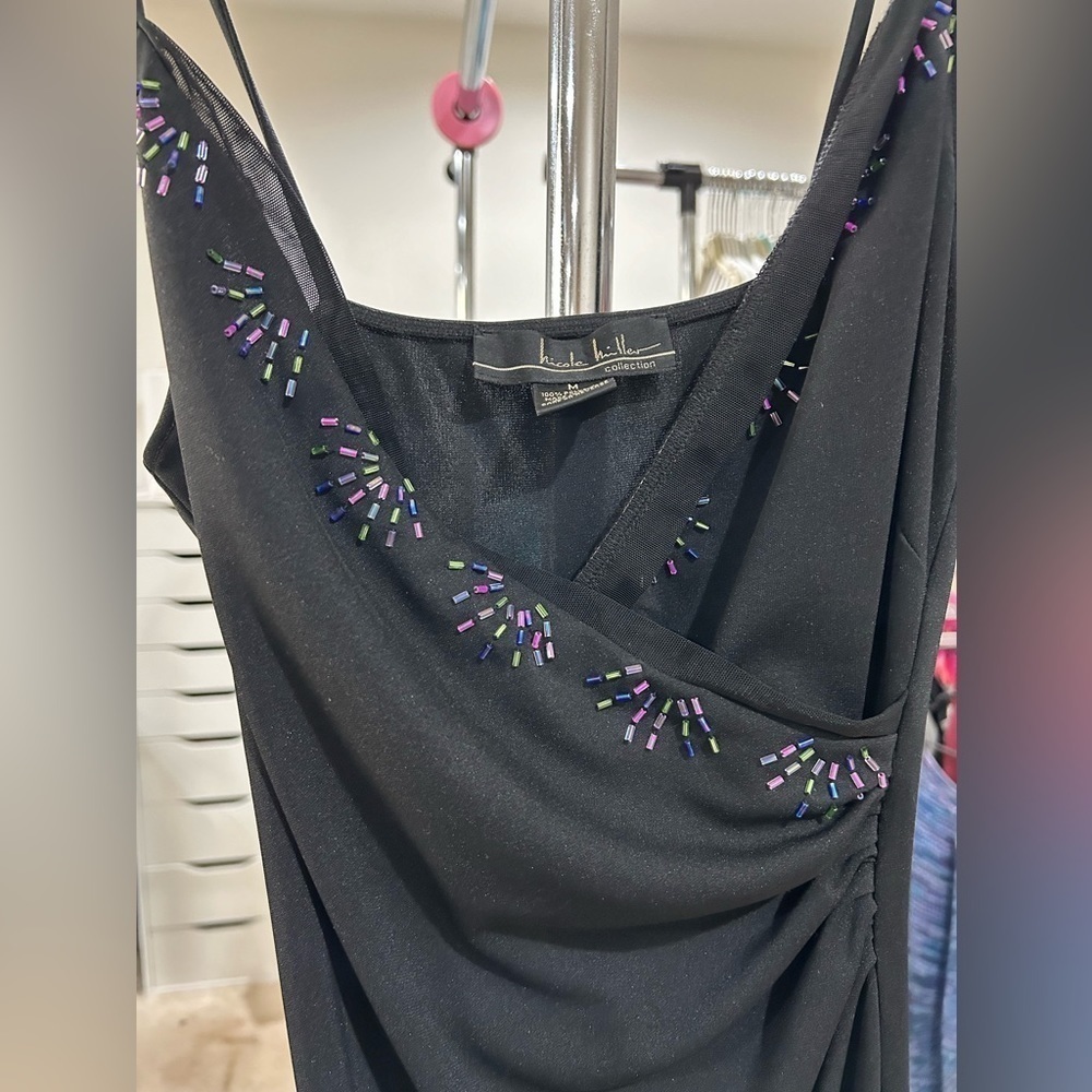 Nicole Miller Black Beaded Accent Dress - Picture 7 of 7